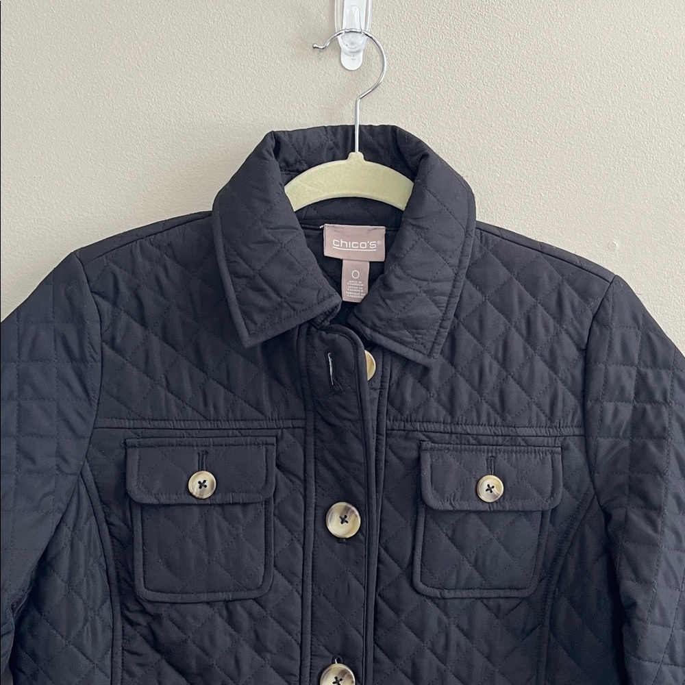 Chicos black quilted jacket size 0 or small - Picture 2 of 15